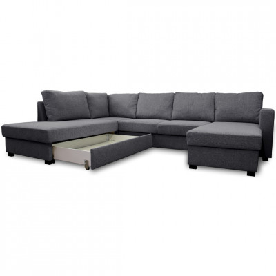 Sofa bed Paris U-shaped | Dark grey