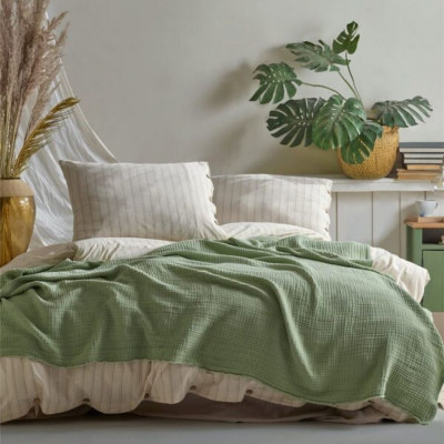 Bedspread MUSLIN Green | Green