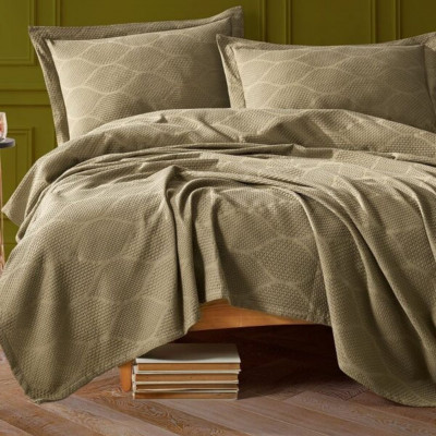 Bedspread with pillowcases VIRA Khaki | Greenish