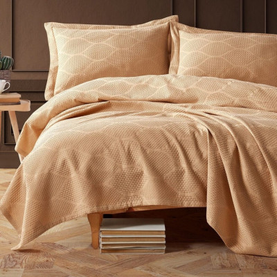 Bedspread with pillowcases VIRA Beige | Yellow